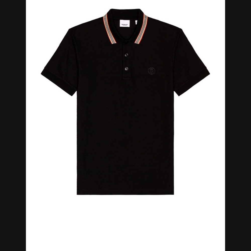 Burberry Black Polo Shirt with Red and Tan Accents